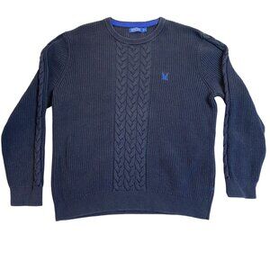 Nautica Mens Sweater XL Blue Sail  Blue Sail XL Cable Knit 100% Cotton